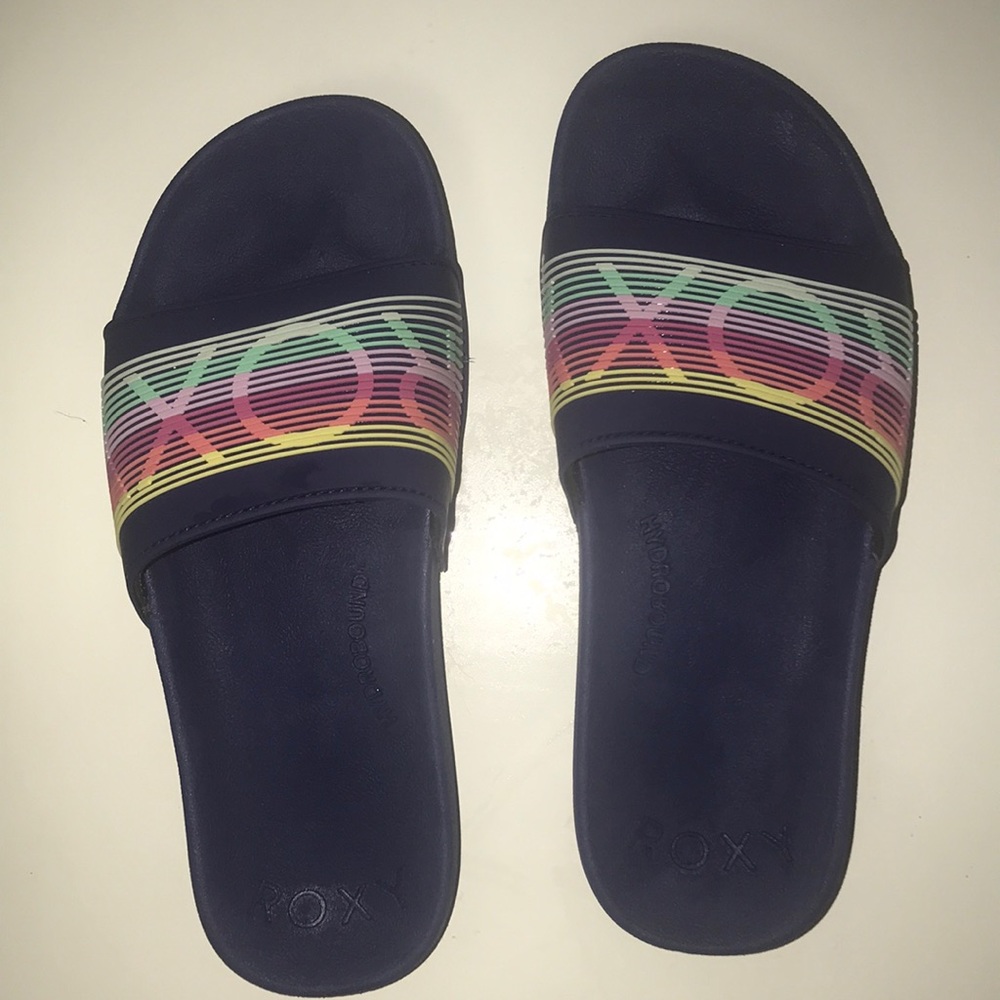 ROXY RAINBOW 🌈 SLIDERS WITH LOLO! “RARE” HARD TO FIND